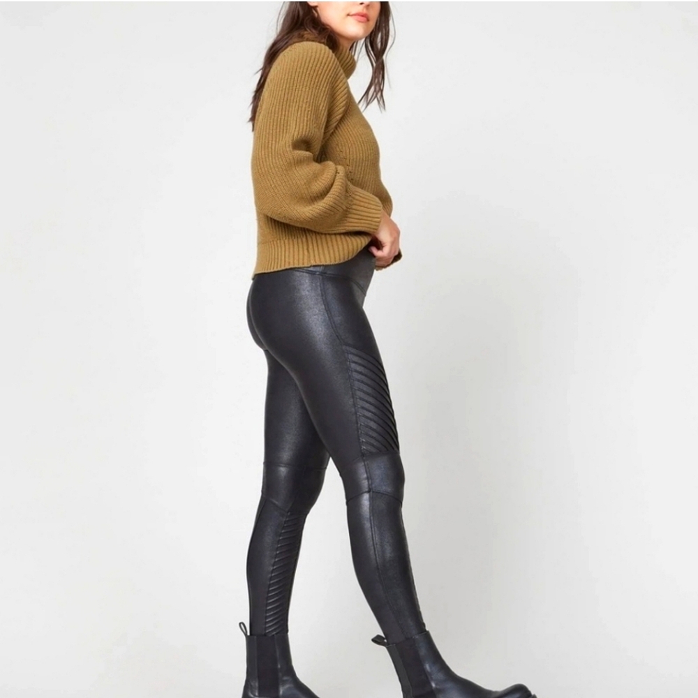 Spanx Moto Faux Leather Leggings Size Small Color black - Picture 2 of 12